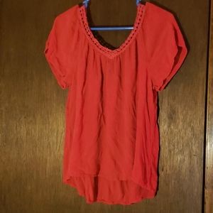 db Flowing Red top with Lace Trim
